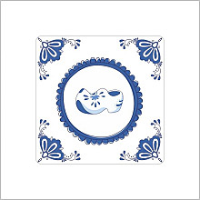 etiket sticker delftsblauw 40x40mm 250 stuks klomp