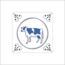 etiket sticker delftsblauw 40x40mm 250 stuks koe