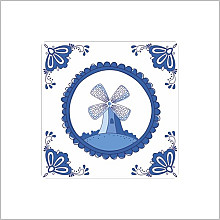 etiket sticker delftsblauw 40x40mm 250 stuks molen