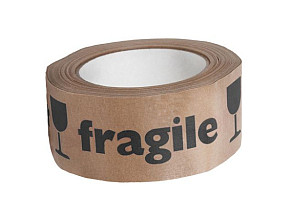 papieren tape   50mmx66mtr breekbaar fragile per stuk