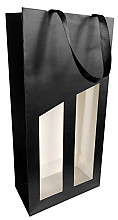 wijnfleszak 2 fles 19x9.5x38.5cm seduction zwart gecoat met venster 10 stuks