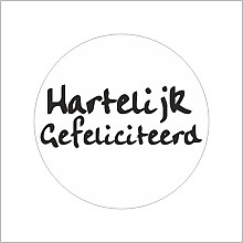 etiket sticker wit zwart hartelijk gefeliciteerd 500 stuks