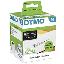 etiket dymo labelwriter adressering 28x89mm 2 rollen 130 stuks wit