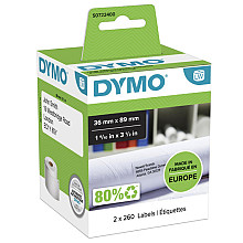 etiket dymo labelwriter adressering 36x89mm 2 rollen 260 stuks wit