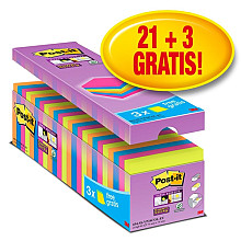 memoblok post it 654 super sticky 76x76mm 21 3 gratis assorti