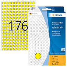etiket herma 2211 rond 8mm geel 5632stuks