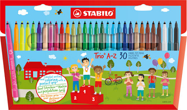 viltstift stabilo trio a z 378 30 assorti etui 30 stuks