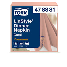 dinerservet tork linstyle premium 1 4 vouw 1 laags 390x390mm 50 vel koraal 478881