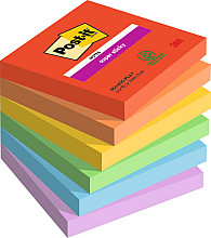 memoblok post it 654 super sticky 76x76mm playful 6 stuks