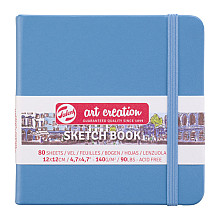schetsboek talens art creation 80 witte vellen 140gr 120x120mm blauw