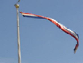 wimpel stof rood wit blauw 25cmx2.5mtr