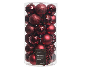 kerstballen decoris assorti ossenbloed rood koker 37 stuks