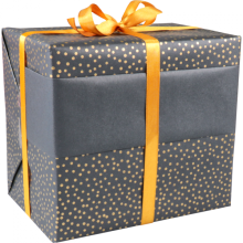 cadeaupapier 50cm 200m 65gr. zwart dot goud