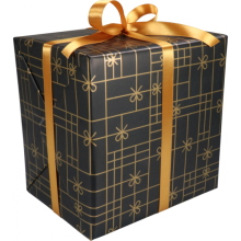 cadeaupapier 50cm 200m 80gr strikken zwart goud