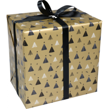cadeaupapier 50cm 200m 80gr christmas trees goud zwart
