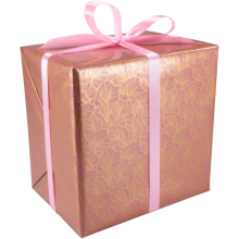 cadeaupapier 30cm 200m 80gr m roze met gouden bladeren