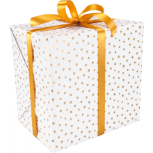 cadeaupapier 30cm 200m 80gr m wit met gouden stippen
