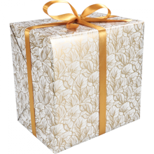 cadeaupapier 30cm 200m 80gr m wit met gouden bladeren