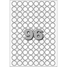 etiket avery a5 papier rond 15mm wit 1536 stuks 96 per vel