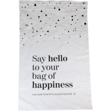 verzendzak gerecycled ldpe 36x54cm 65my bag of happiness wit zwart 100 stuks