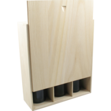 wijnkist voor 3 fles 340x285x95mm met schuifdeksel erin paulonia
