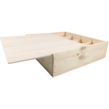 wijnkist voor 4 flessen 337x358x85mm met schuifdeksel
