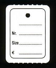 hangetiket op rol 30x40mm bedrukt 1000 stuks