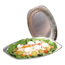 schaal aluminium ovaal 55cm 10 stuks