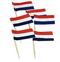 cocktailprikker vlag wapper rood wit blauw 500 stuks