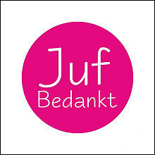 etiket sticker fluor roze juf bedankt 500 stuks