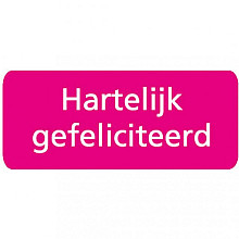 etiket sticker hartelijk gefeliciteerd fuchsia 500 stuks