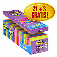 memoblok post it 654 super sticky 76x76mm 21 3 gratis assorti