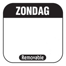daglabel beschrijfbaar afm. 25x25mm 1000 stuks etiket zondag