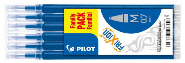 rollerpenvulling pilot frixion medium blauw set 6 stuks
