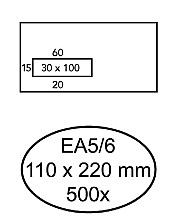 envelop hermes ea5 6 110x220mm venster 3x10links zelfklevend 500 stuks