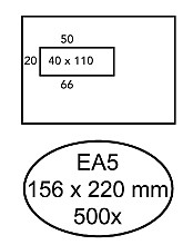 envelop quantore 156x220mm venster 4x11cm links zelfklevend 500 stuks