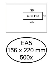 envelop quantore 156x220mm venster 4x11cm rechts 500 stuks